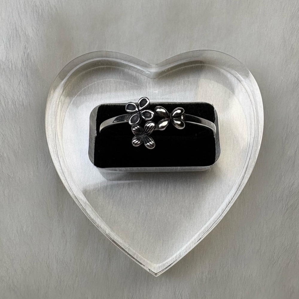 925 Sterling Silver Triple Flower Ring